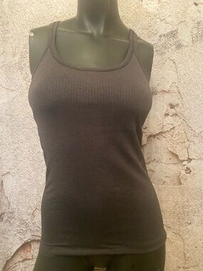 Lululemon Grey Ribbed Racerback Tank with Built in Shelf Bra